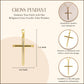 14K Gold Religious Cross Crucifix Tube Pendant Chain