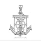 Two-Tone Gold Studded Mariner Cross Crucifix Anchor Jesus Christ Pendant Chain