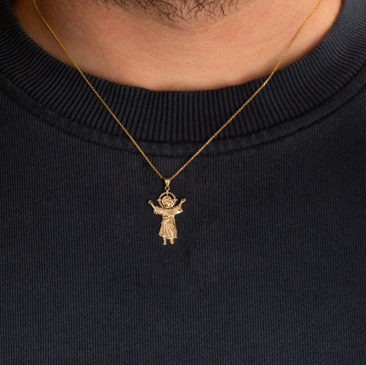 Gold Sacred Baby Jesus Divine Pendant Chain