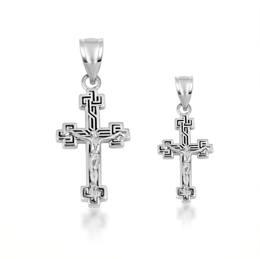 925 Sterling Silver Cross Crucifix Enamel Pendant Chain