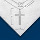 925 Sterling Silver Checkered Cross Pendant Chain