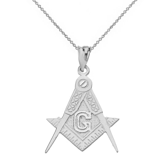 925 Sterling Silver Square & Compass Masonic Pendant Chain