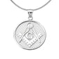 925 Sterling Silver Freemason Round Medallion Pendant Chain