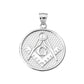 925 Sterling Silver Freemason Round Medallion Pendant Chain
