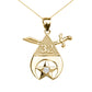Yellow Gold Freemason Shriners 32nd Degree Diamond Star Eye Of Providence Pendant Chain