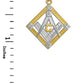 Two-Tone Gold Freemason CZ Square & Compass Diamond Shaped Pendant Chain