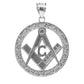 925 Sterling Silver Freemason Square & Compass Round Filigree Pendant
