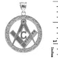 925 Sterling Silver Freemason Square & Compass Round Filigree Pendant