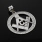 925 Sterling Silver Freemason Square & Compass Round Filigree Pendant