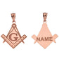 Gold Engravable Freemason Square & Compass Personalized Pendant Chain