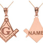 Gold Engravable Freemason Square & Compass Personalized Pendant Chain