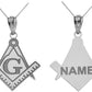 Gold Engravable Freemason Square & Compass Personalized Pendant Chain