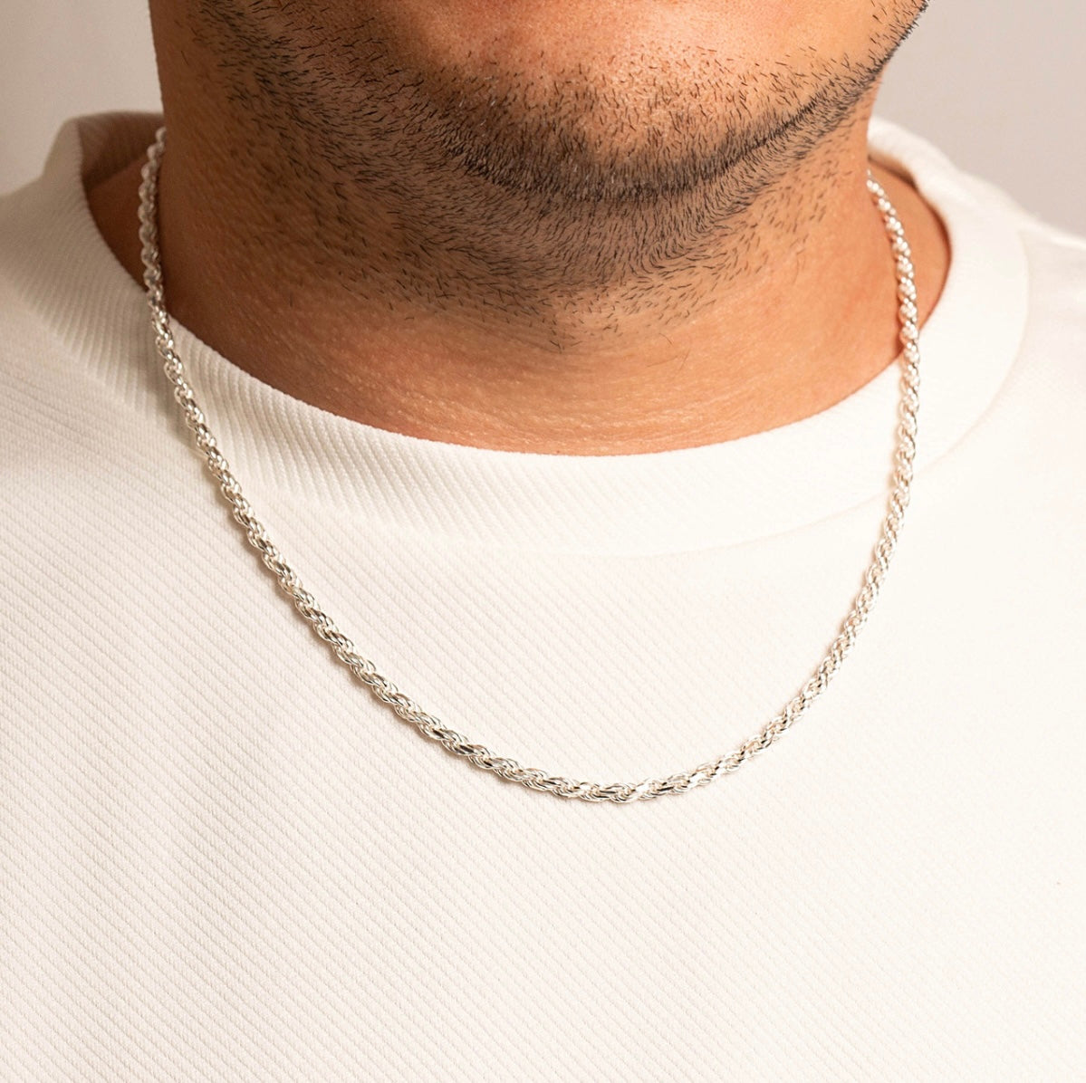 925 Sterling Silver Diamond Cut Rope Twisted Chain Link 3mm