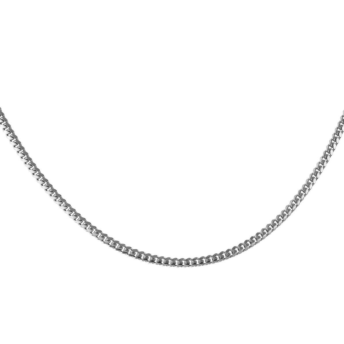 シルバー925 イタリアンフラットキューバンチェーンネックレス 2.5mm