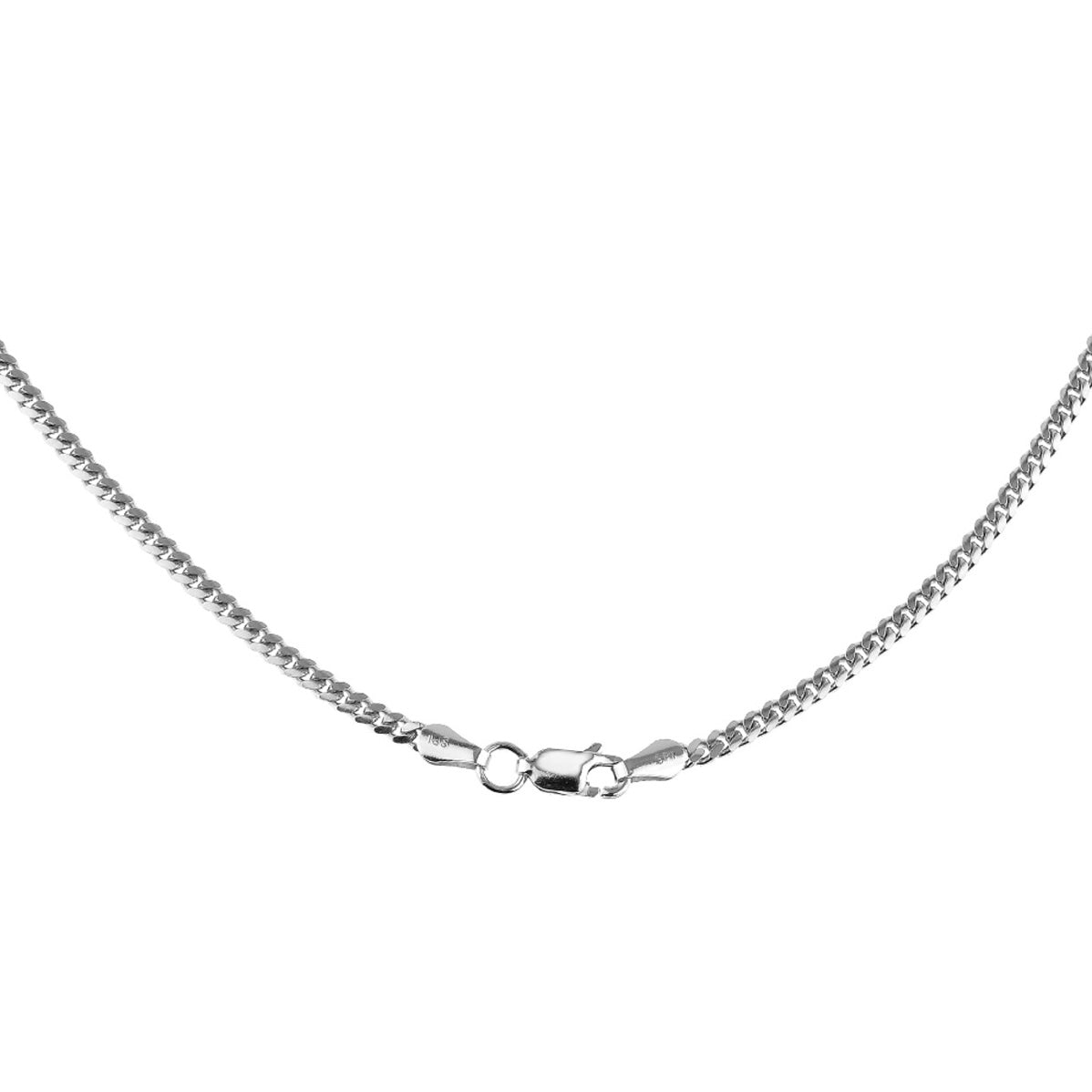 シルバー925 イタリアンフラットキューバンチェーンネックレス 2.5mm