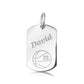 925 Sterling Silver Engravable Basketball Sports Dog Tag Pendant Chain