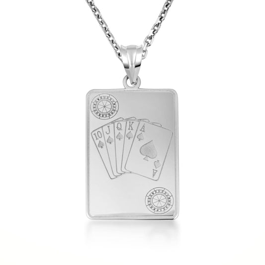Silver 925 Royal Flush Poker Pendant