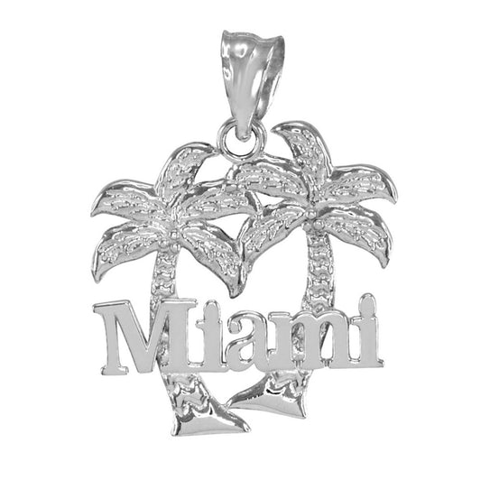 Sterling Silver Miami Palm Tree Florida Beach Summer Pendant