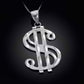 Silver Dollar Sign Pendant and Chain
