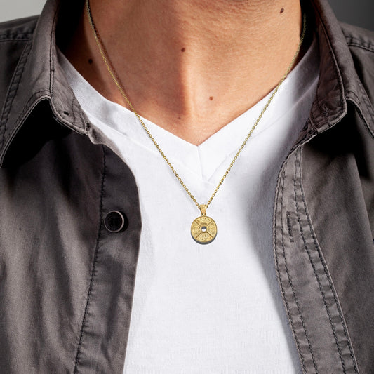 Gold Dumbbell Weight Plate Fitness Gym Pendant Chain