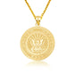 Gold United States Navy Emblem Textured Medallion Officially Licensed Engravable Pendant Chain