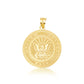 Gold United States Navy Emblem Textured Medallion Officially Licensed Engravable Pendant Chain