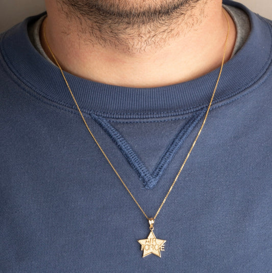 Gold United States Air Force Star Officially Licensed Pendant Chain