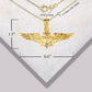 Gold United States Navy Officially Licensed Shield Eagle Anchor Emblem Pendant Chain