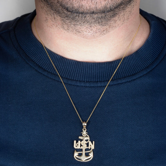 Gold United States Navy Fleet Senior Chief Petty Officer Officially Licensed Anchor Pendant Chain