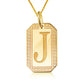Gold Personalized Letter "A-Z" Initial Greek Key Dog Tag Pendant Chain
