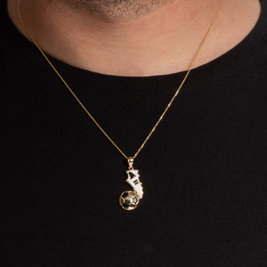 Gold Enamel Soccer Ball Cleats Shoe Sports Pendant Chain