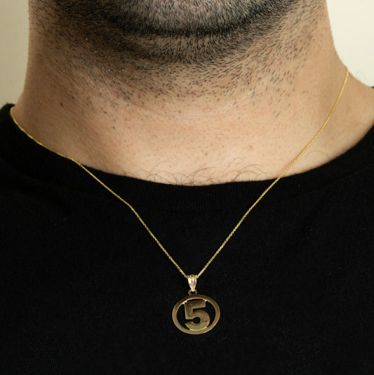 Gold Personalized Jersey Number Sports Circle Pendant Chain