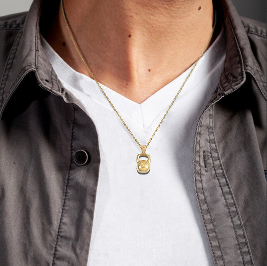 Gold Kettlebell Weightlifting Fitness Gym Pendant Chain