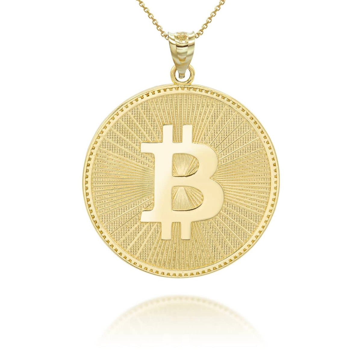 Gold Bitcoin Medallion Pendant Chain