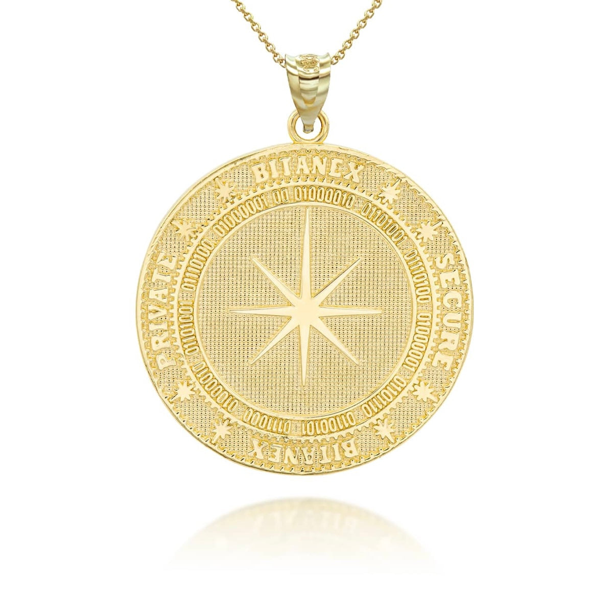 Gold Bitcoin Medallion Pendant Chain
