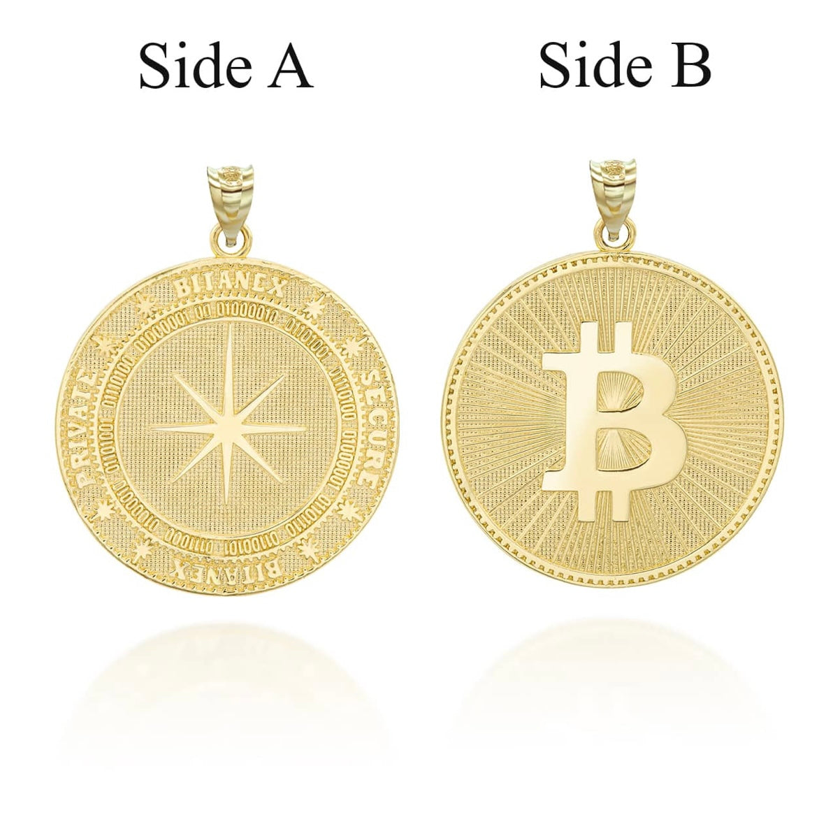 Gold Bitcoin Medallion Pendant Chain