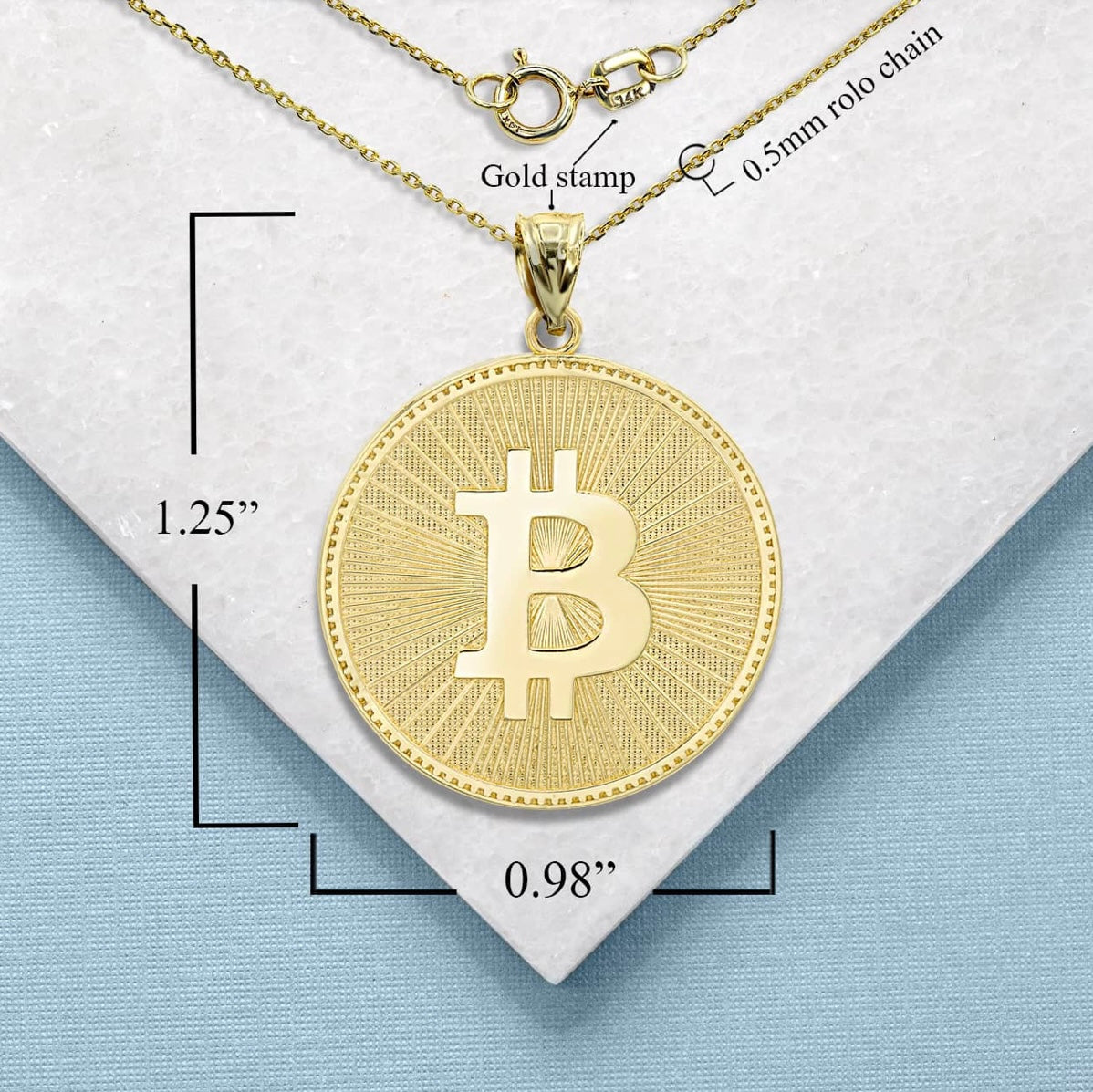 Gold Bitcoin Medallion Pendant Chain
