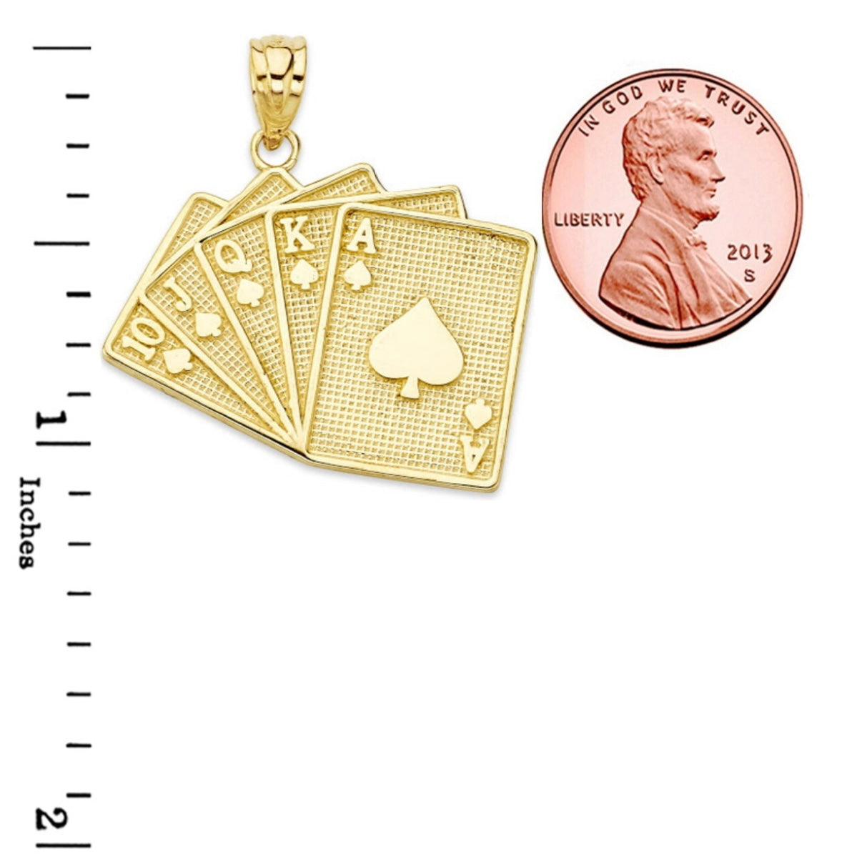 Solid Gold Royal Flush Card Pendant Chain