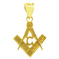 Gold Freemason Small Square & Compass Pendant Chain (0.85")