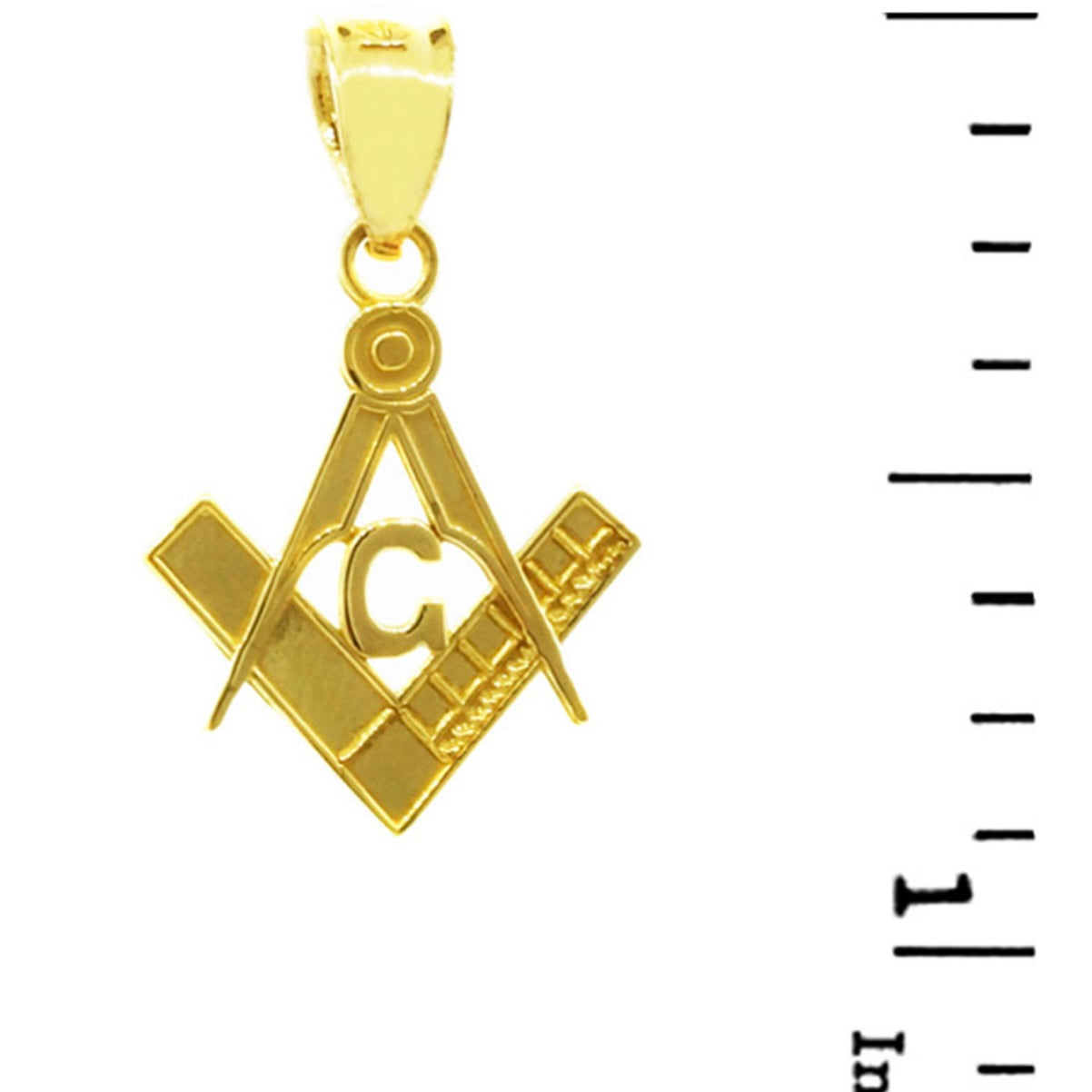 Gold Freemason Small Square & Compass Pendant Chain (0.85")