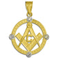 Solid Gold Freemason Diamond Square & Compass Round Beaded Pendant Chain