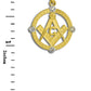 Solid Gold Freemason Diamond Square & Compass Round Beaded Pendant Chain
