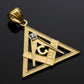 Gold Freemason Square & Compass CZ Eye Of Providence Triangle Pendant Chain