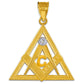 Gold Freemason Square & Compass CZ Eye Of Providence Triangle Pendant Chain