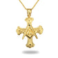 Gold Freemason Cross Square And Compass Pendant Chain