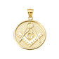 Gold Freemason Square & Compass Round Medallion Pendant Chain