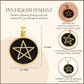 Gold Enamel Wiccan 5 Point Star Pentagram Medallion Pendant Chain