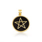 Gold Enamel Wiccan 5 Point Star Pentagram Medallion Pendant Chain