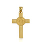 Two-Tone Gold Saint Benedict Medal Cross Textured Pendant Chain