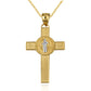 Two-Tone Gold Saint Benedict Medal Cross Textured Pendant Chain